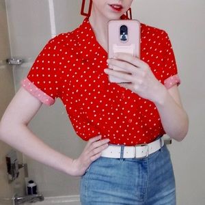 Vintage Bentley Red Polka Dot Blouse